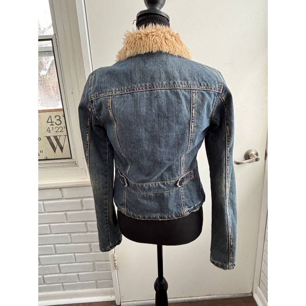 Abercrombie Denim Shearling‎ Collar Quilted Lining Jacket Large Y2K vintage jean - Picture 5 of 11